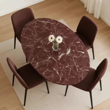 Red Marble Dining Table, Rosso Levanto Stone Table Luxury Modern Dining Room Furniture
